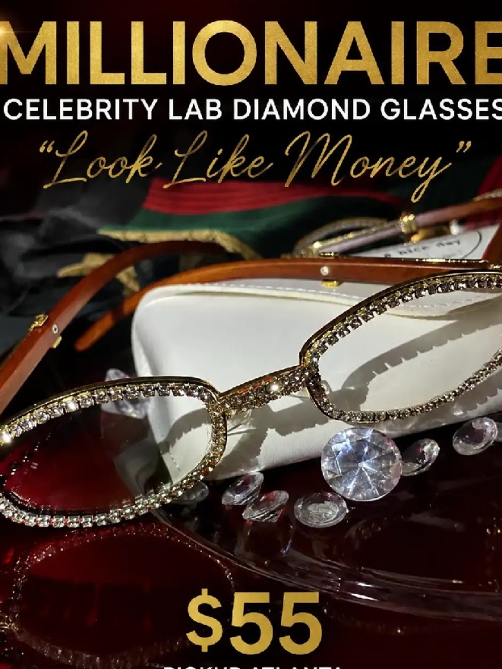 Women's Gold Rhinestone Oval Sunglasses - Look Like Money
